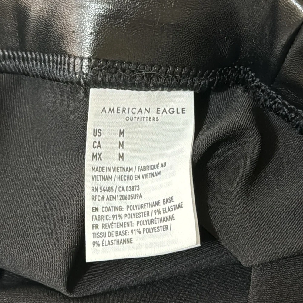 American Eagle Highest Rise Black Bike Faux Leather Shorts Womens M